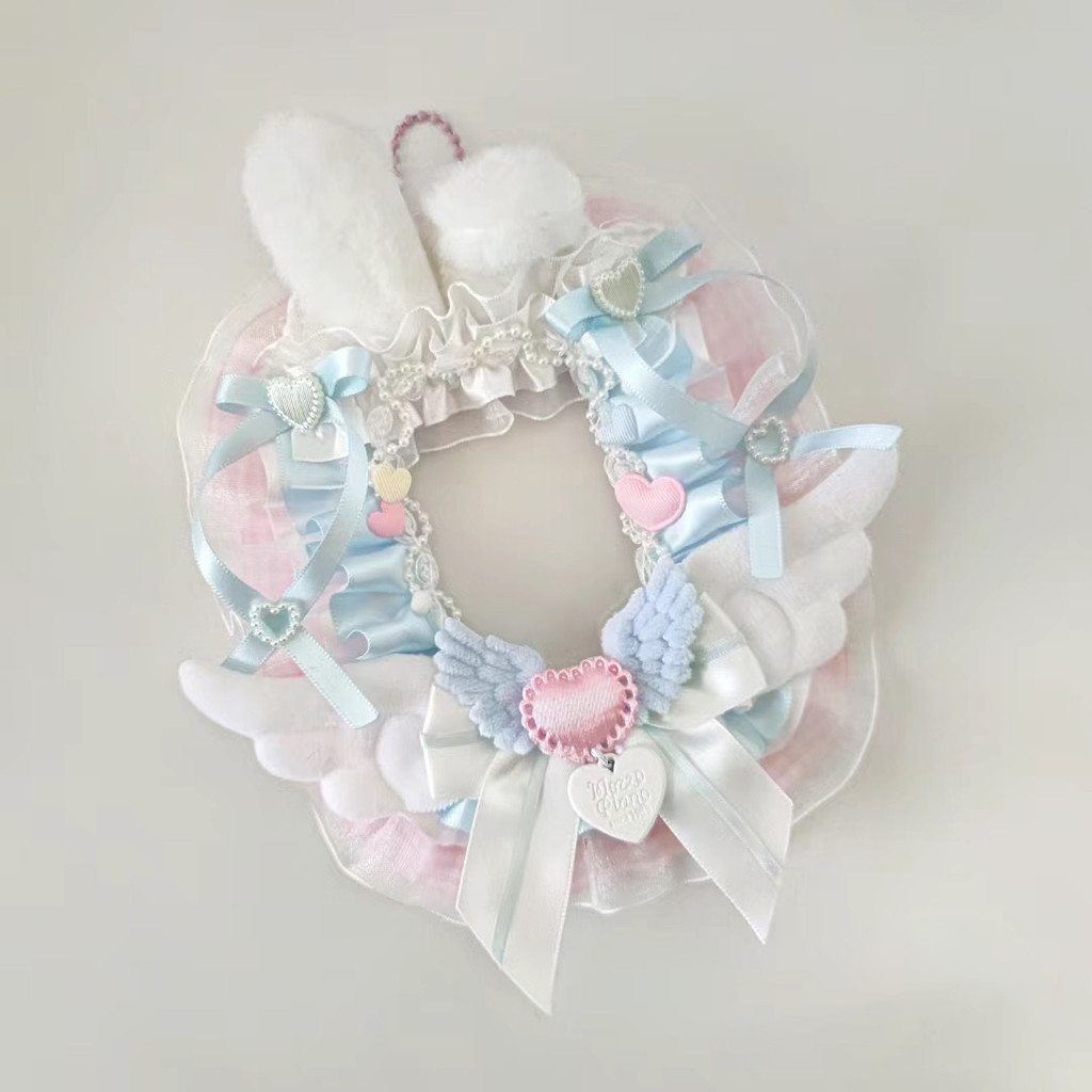 

Bunny Style ID Card Holder Handmade Ribbon Blue Pink Card Sleeve Kpop Anime Card Protector PVC Sweet ID Credit Case