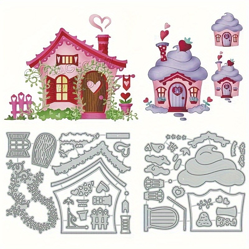 

2024 New Ice Cream House Metal Cutting Die for Scrapbooking Decoration Handmade Stencil DIY Card Make Mould Model Craft Kid Gift