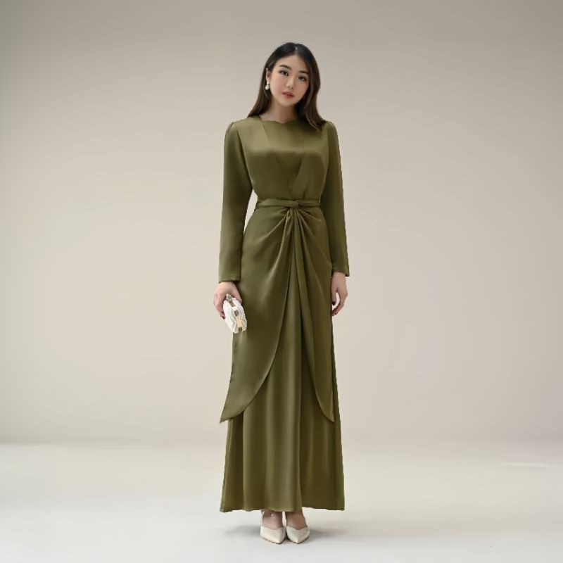 MODEL TERBARU ( READY STOK ) YASMIN Dress - Dress Kaftan Satin Silk Gamis Kekinian Gamis Kondangan D