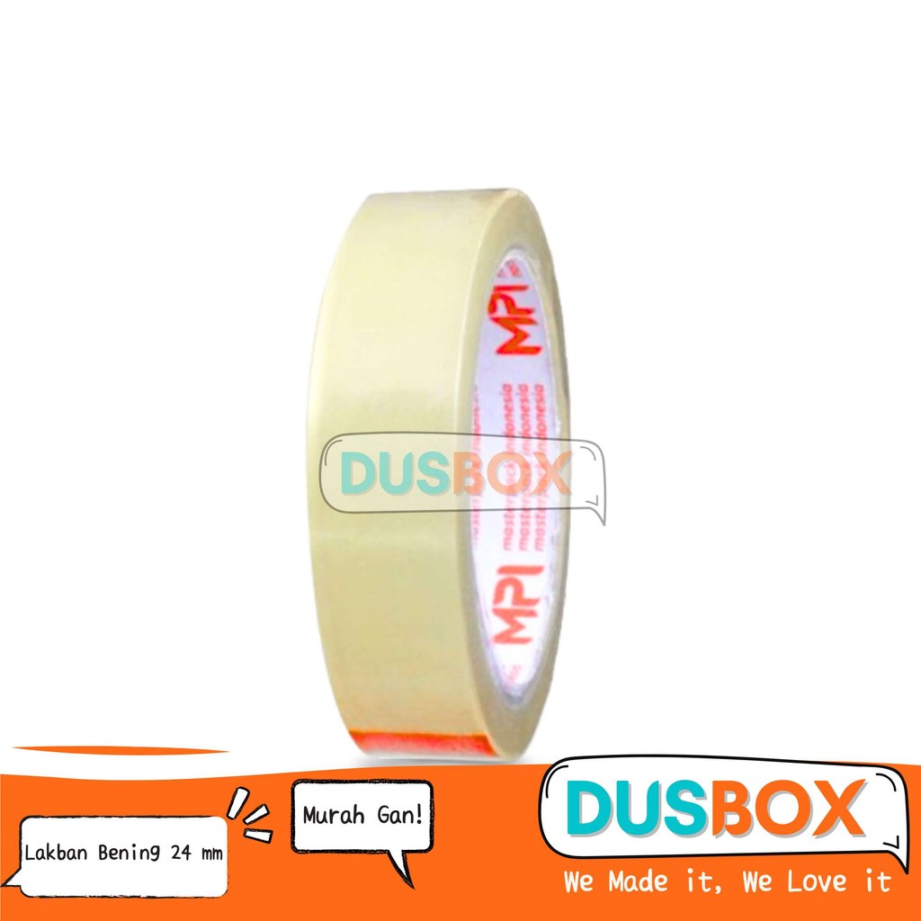 

Lakban bening 24 mm × 100 yard × 45 mikron / Lakban Bening / Solatip Bening