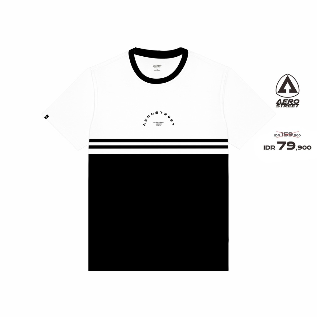 Aerostreet Evander Variasi Kaos Unisex Putih/Hitam T-shirt Pria Wanita Casual Cotton Combed Adem Two