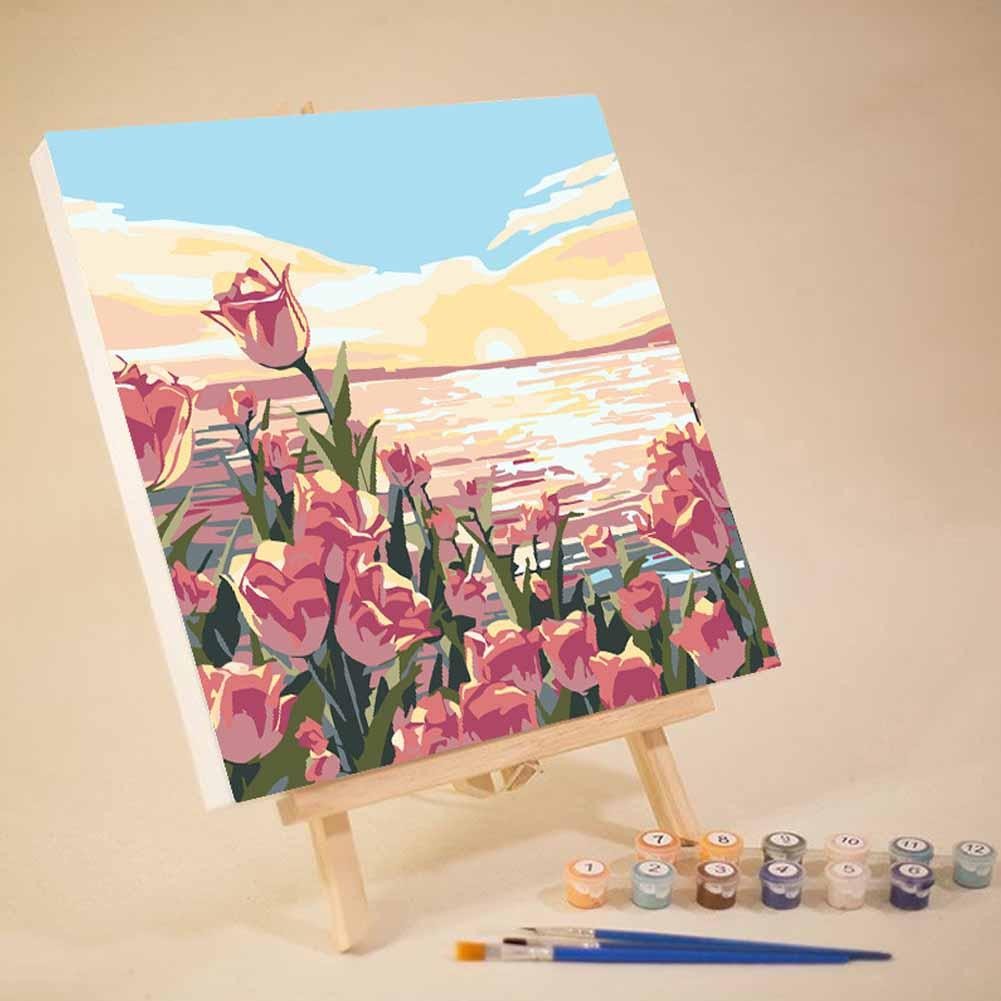 

Oil Painting By Numbers Flower On Canvas With Frame Handmade Drawing Paints For Adults Picture Coloring By Number Decoration Art
