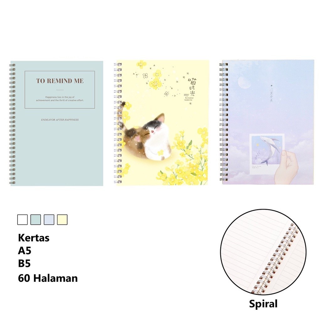 

TrendyStuff.id Notebook / Diary Book / Journal Book - Ukuran A5 B5 60 HALAMAN 30 LEMBAR S007 S008