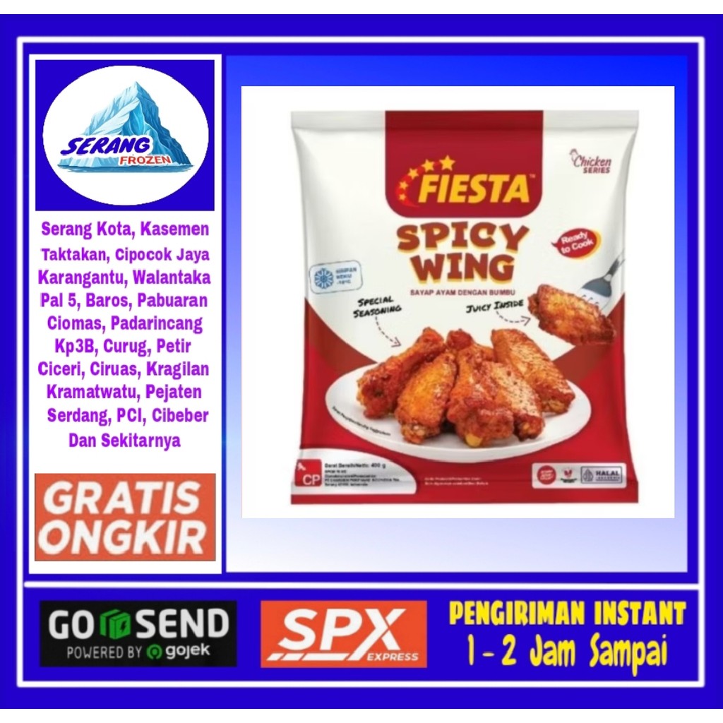 

Sayap Ayam Fiesta Spicy Wing 400g, Sayap Ayam Pedas,Serang Frozen