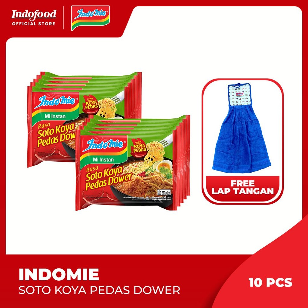 

10 PCS - Indomie Soto Koya Pedas Dower 76 Gr Free Lap Tangan