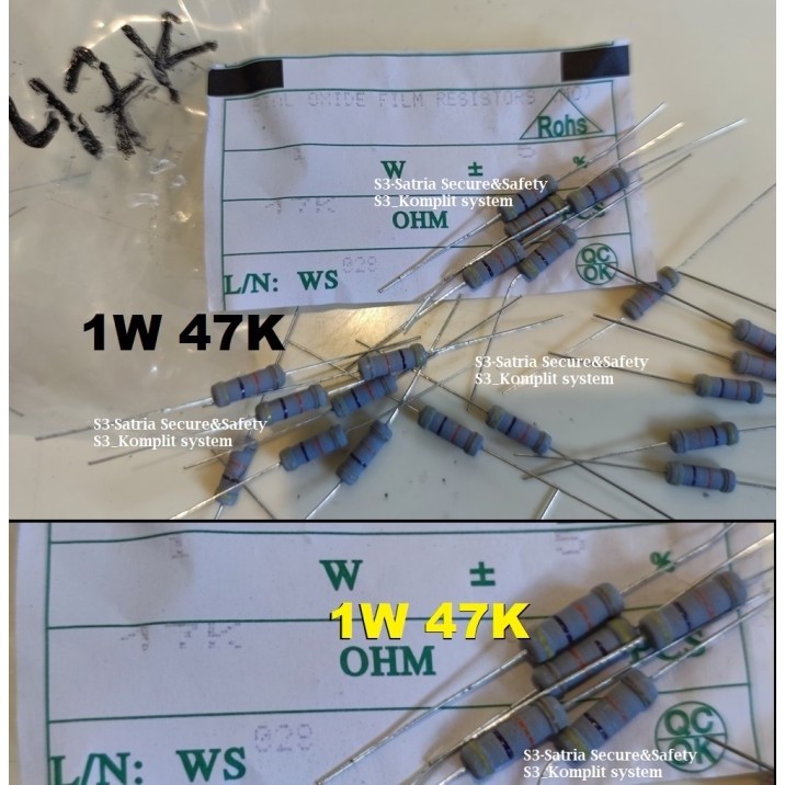 Resistor 1Watt 1W 47K ohm 47Kohm 1w47Kohm 1W47K 1 watt