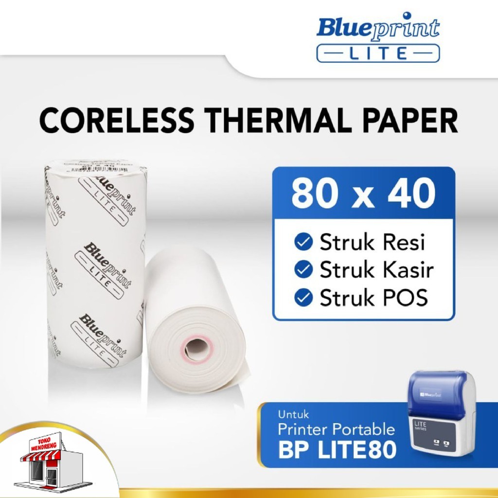 

Kertas Thermal Struk kasir POS & Resi Blueprint Lite 80mm x 40mm