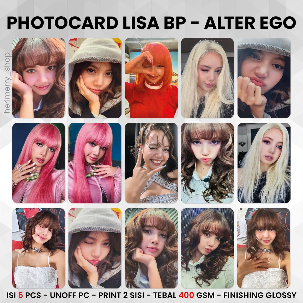 (ISI 5 PCS) Photocard LISA ALTER EGO - PC Premium 2 Sisi Kartu Kpop Merch Unofficial BP