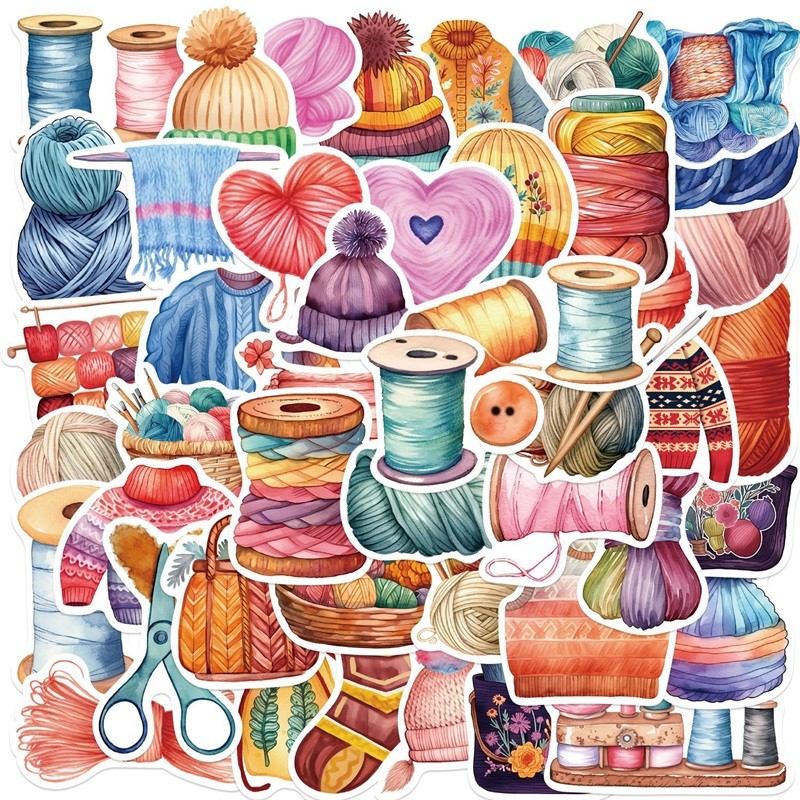 

10/30/50PCS Kawaii Colorful Knit PVC Sticker Aesthetic Chidlren's Korean Stationery Decoration Scrapbooking School Supplies