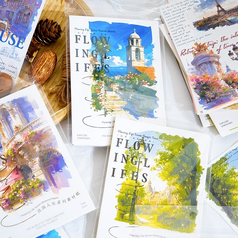 

30 Sheets INS Aesthetic Landscape Sticker Book DIY Journal Decoration Art Scrapbooking Material Kawaii Stationery Stickers