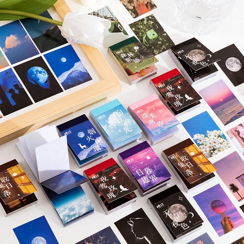 

50 Pcs Aesthetic Landscape Mini Sticker Artistic Book Journal Decoration Coated Paper Stickers Kawaii Stationery Supplies
