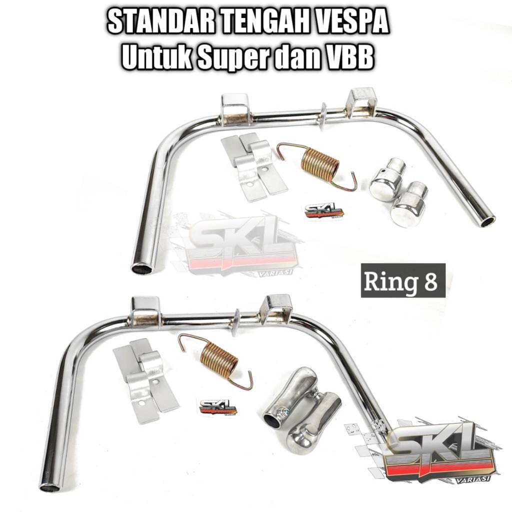 PUJEGANSHOP Standar Tengah Vespa Super VBB Ring 8 Standar Tengah Standar Dua Vespa Super VBB