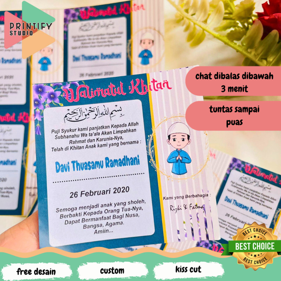 

Printify 2-6 STIKER LABEL TASYAKURAN KHITAN SYUKURAN WALIMATUL KHITAN BENTUK KOTAK