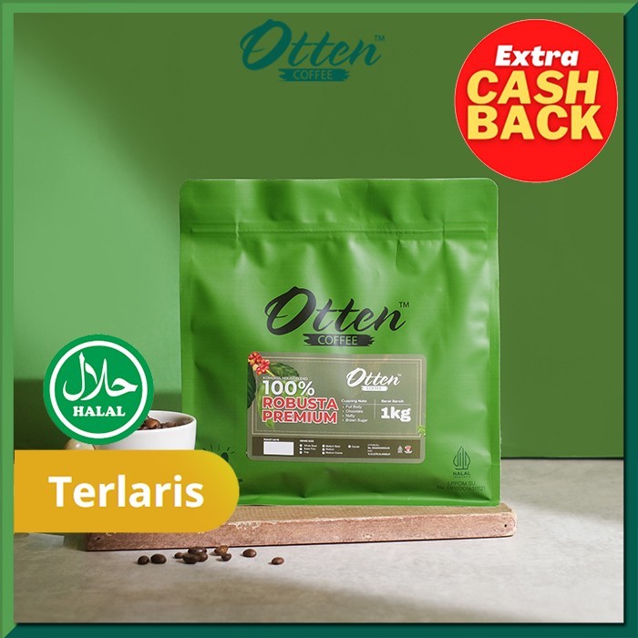 

Biji Bubuk Kopi 100% Full Robusta Premium House Blend 1kg Otten Coffee - Wholebean