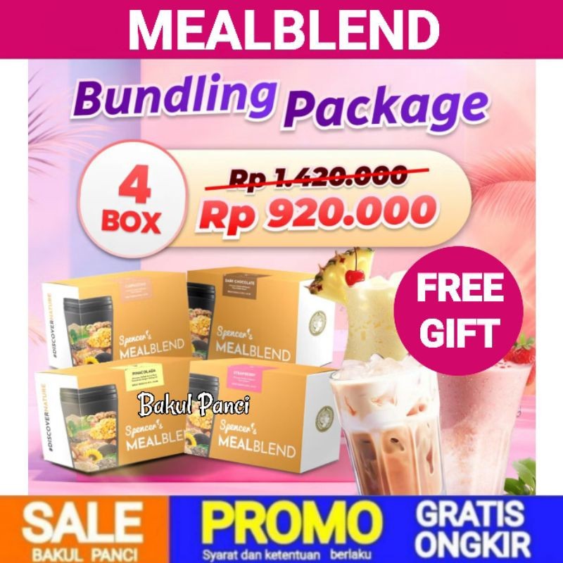 

SPENCER'S MEALBLEND - COMPLETE NUTRITION MEAL REPLACEMENT - SPENCER MEAL BLEND - NUTRISI HARIAN ALAMI DIET SEHAT METABOLISM BOOSTER - 4 BOX