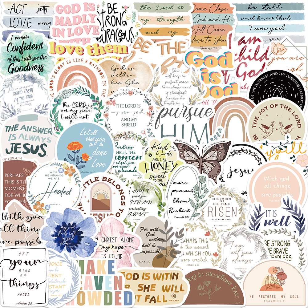 

50pcs Jesus Christian Stickers Religious Bible Faith Stickers Cross Wisdom Words Stickers for Christian Easter Gifts for Kids