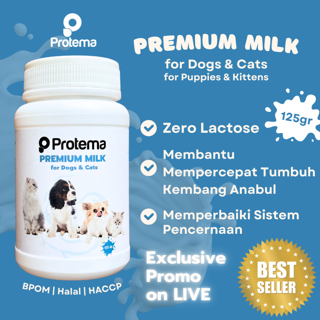 

New NATURAL PREMIUM MILK FOR CATS & DOGS | PROTEMA | 125 GR | SUSU PREMIUM UNTUK KUCING DAN ANJING, MENYEHATKAN PENCERNAAN, MULTIVITAMIN LENGKAP DAN NUTRISI SEIMBANGPremium