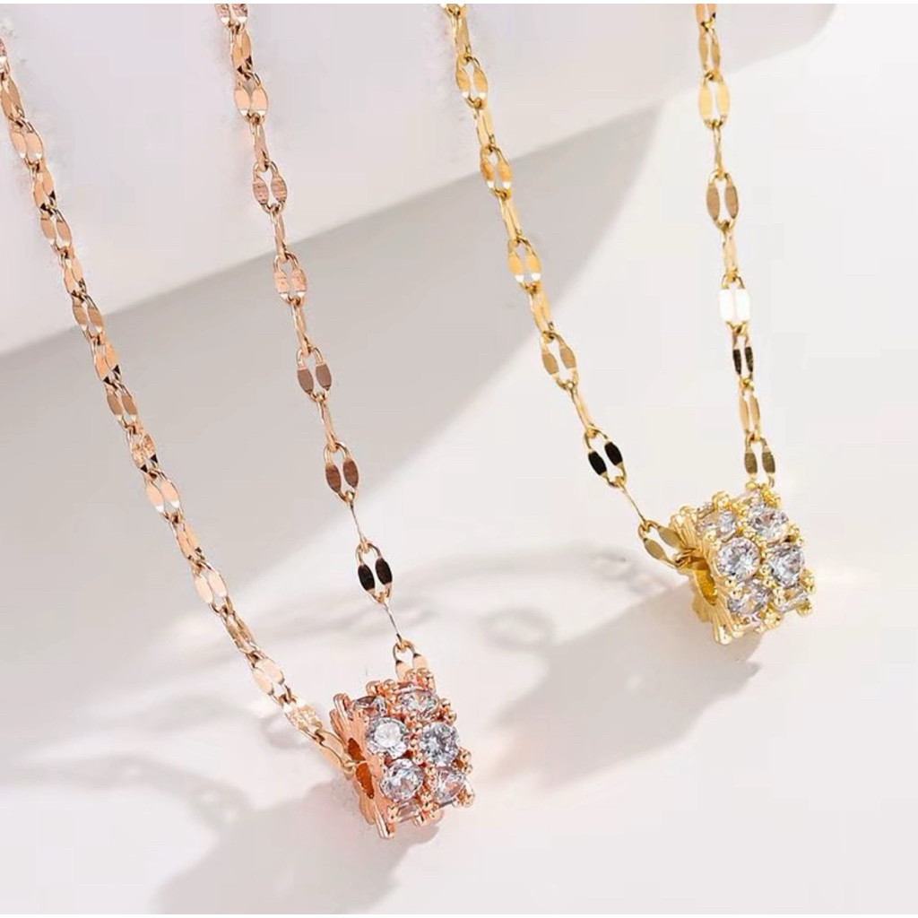 Kalung Manik Bunga Kristal Elegan – Rantai Korea Simple