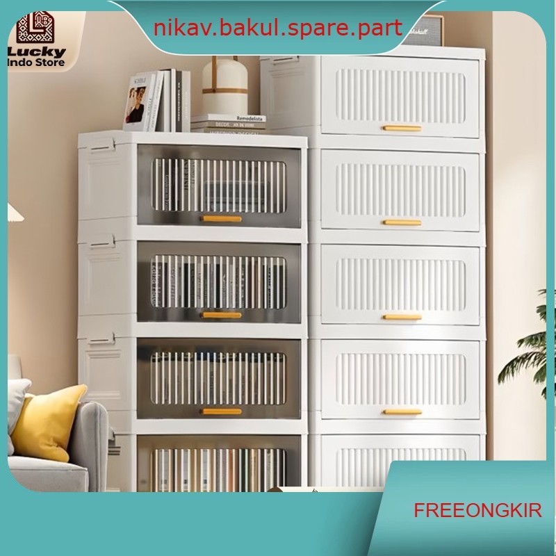 40CM Lemari Pakaian Plastik lipat Rak Kabinet Susun Lipat Lemari Plastik Lipat Susun