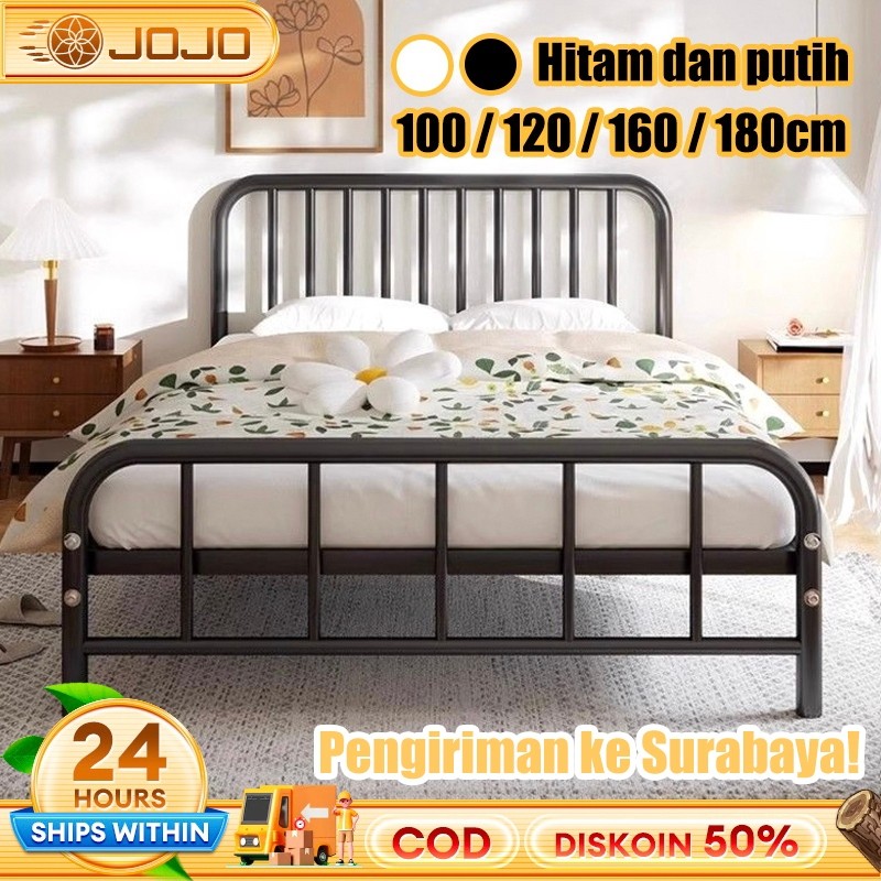 NEW Tempat Tidur Besi 100/120/160/180cm Dipan Besi Ranjang Besi Tempat Tidur Dipan Divan Besi PREMIU