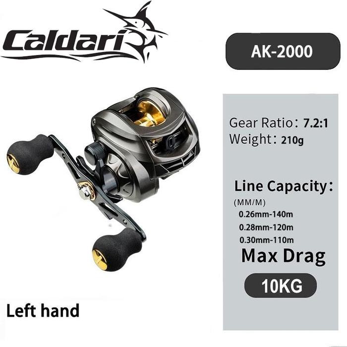 Caldari Spot Indonesia Fishing Reel Casting Bc 7.2:1 High Speed 13BB 10KG Max Drag Grey Golden Jiggi