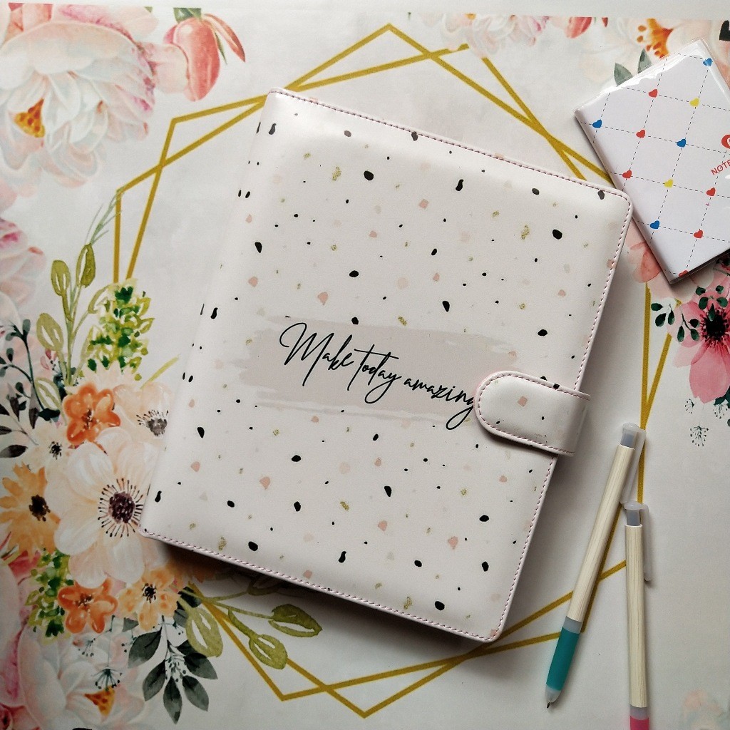 

New Binder Aesthetic Motif Make Today Ukuran A5 20ring Dan B5 26ring Bahan Kulit Sintetis GlossyPremium