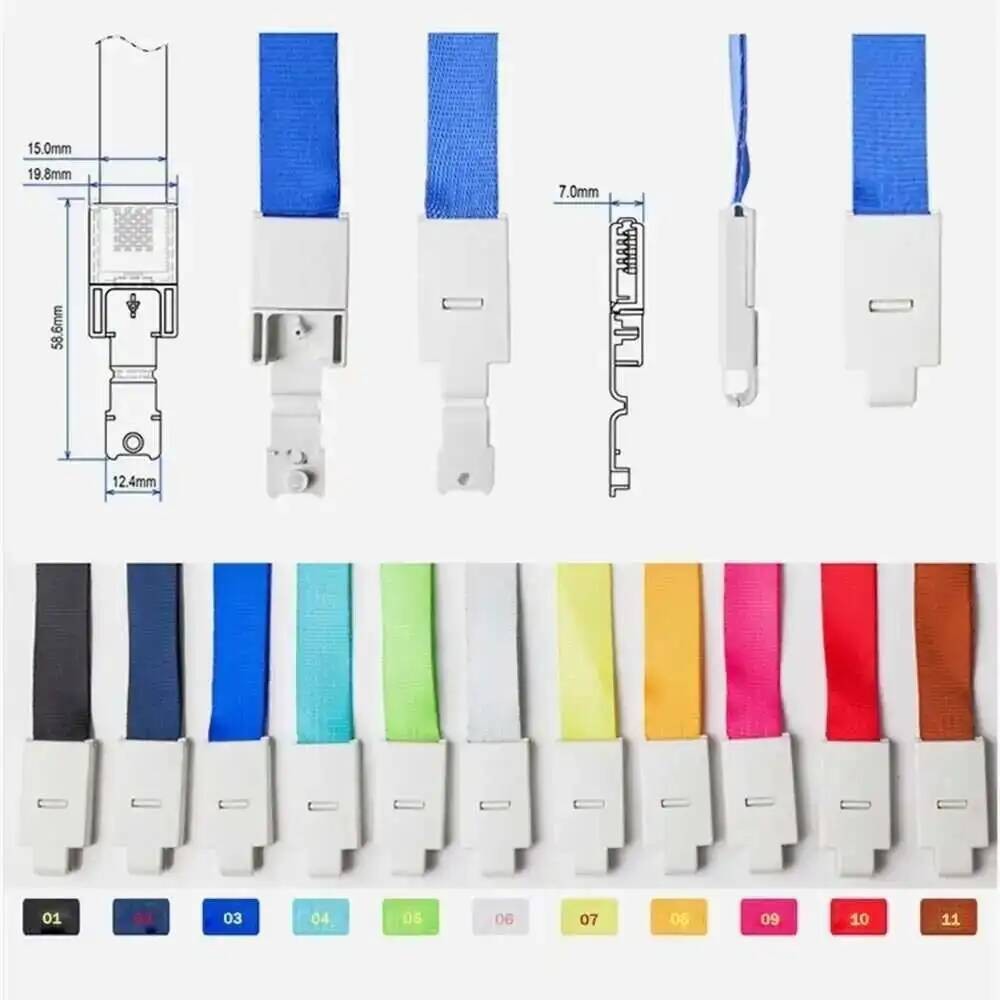 

20pcs 2cm Wide Badge Case Suspension Lanyard Exhibition Card Work Card Tag Frame Student Badge Holder Clamp Cord With Snap Clip