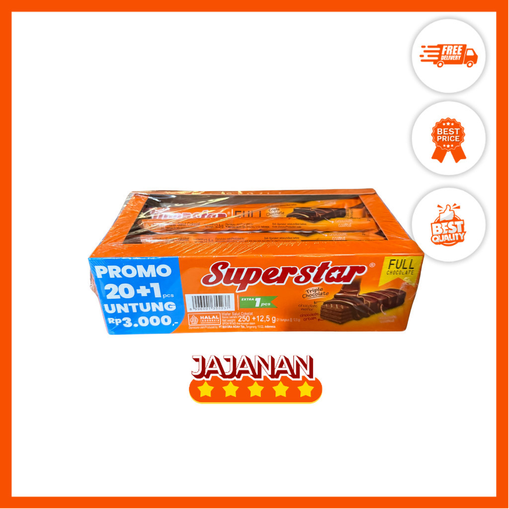 

Roma Superstar Wafer Triple Chocolate Isi 20pcs @16gr | Jajanan Snack Grosir Termurah