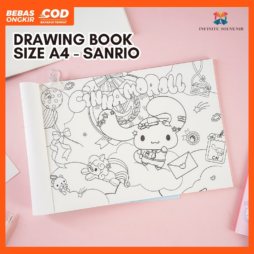 

Drawing Book Sanrio Joytop Ukuran A4 isi 28 Lembar / Buku Sketch / Mewarnai / Menggambar / Sketsa