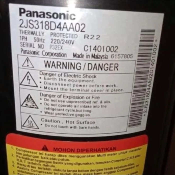 KOMPRESOR PANASONIC 2JS318 2PK R22 COMPRESSOR AC