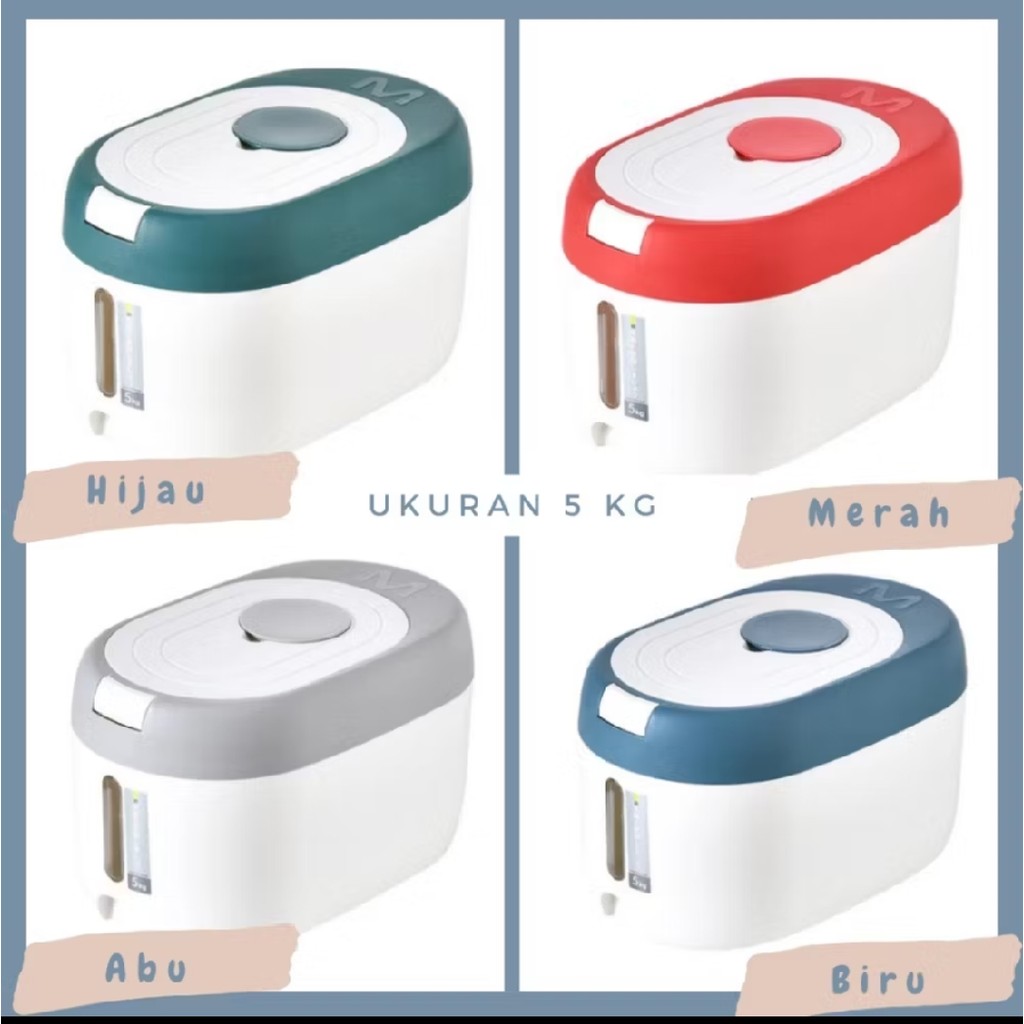 dispenser beras wadah beras tempat beras 5 kg tempat beras oval 5 kg / melati rice box
