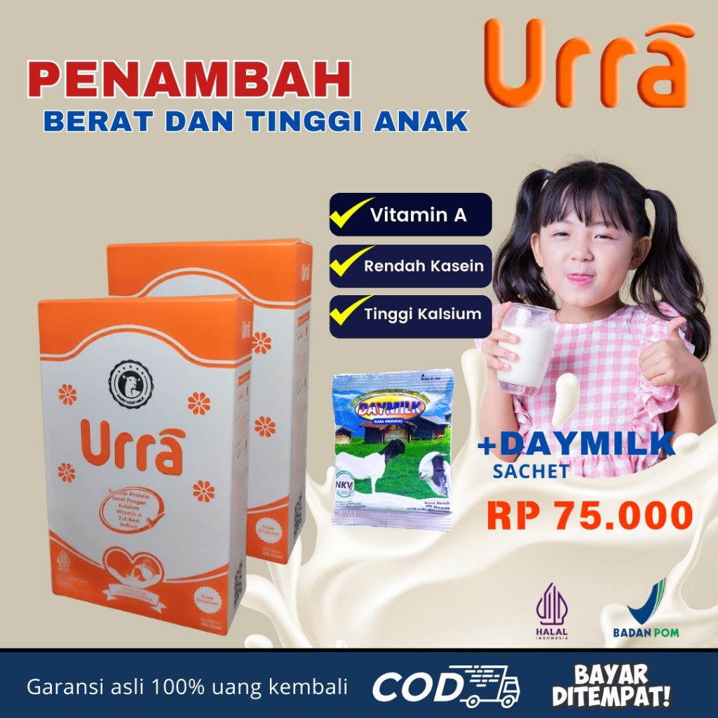 

URRA Susu Penambah Berat dan Tinggi Badan Anak | Susu Kambing Saneen Premium | Original 200gr