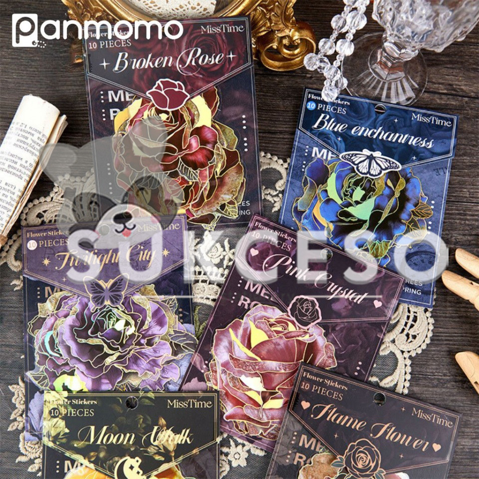 

Retro Gothic Floral Sticker Pack 10 Sheet PET Murah Berkualitas