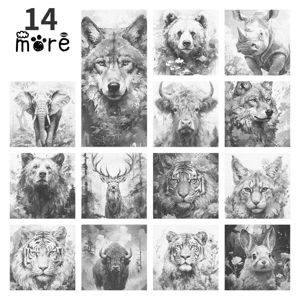 

40x50cm animal WD-j0163~0176 one color dot painting punktmalerei stippelen een kleur stippen stippelkunst stippelschilderij