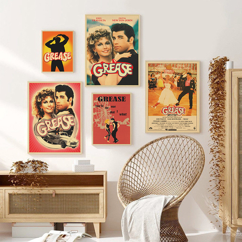 Grease Movie Poster 1978 Vintage Retro Kraft Paper Poster Office Gift Room Dining Home Decor Wall St
