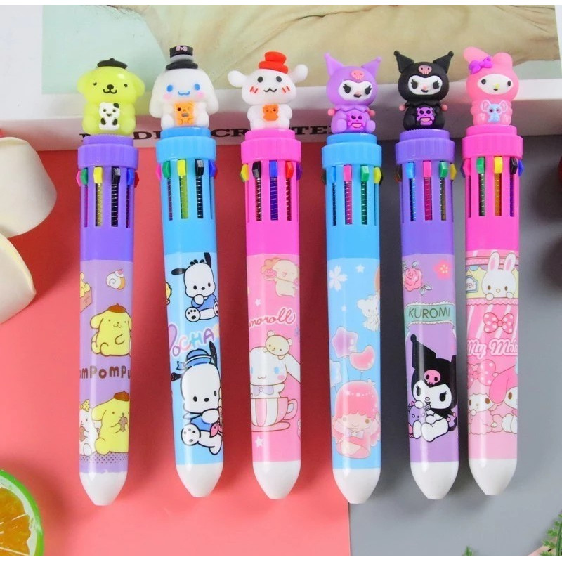 

Sanrio Kuromi pulpen 10 warna warni bermotif lucu pen pena netral