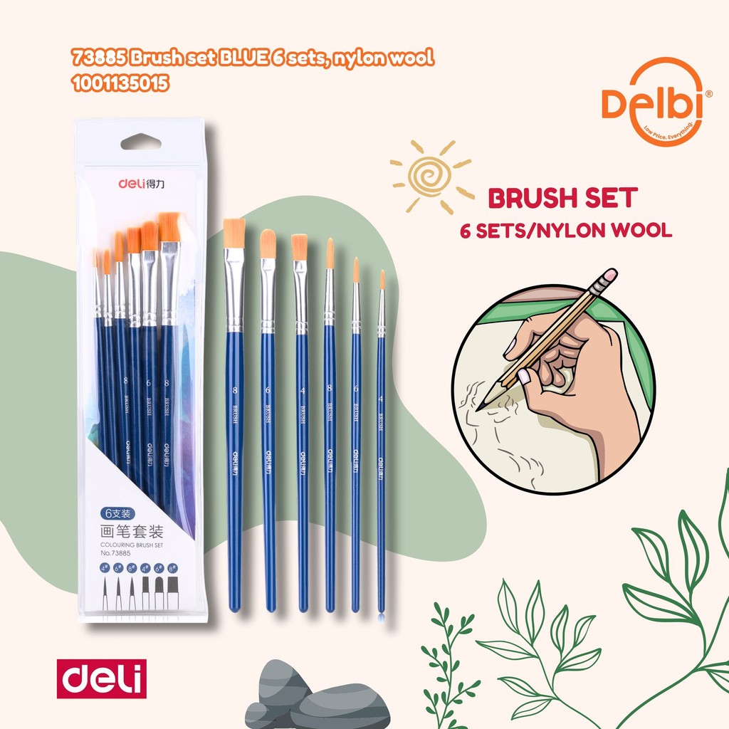 

Deli Brush Set 73885 Brush set BLUE 6 sets, nylon wool