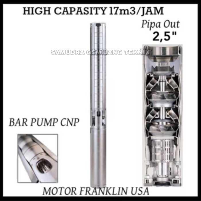 Pompa Submersible CNP SJ.17 . 10 Motor Franklin 5.5Kw 7.5Hp 3Phase