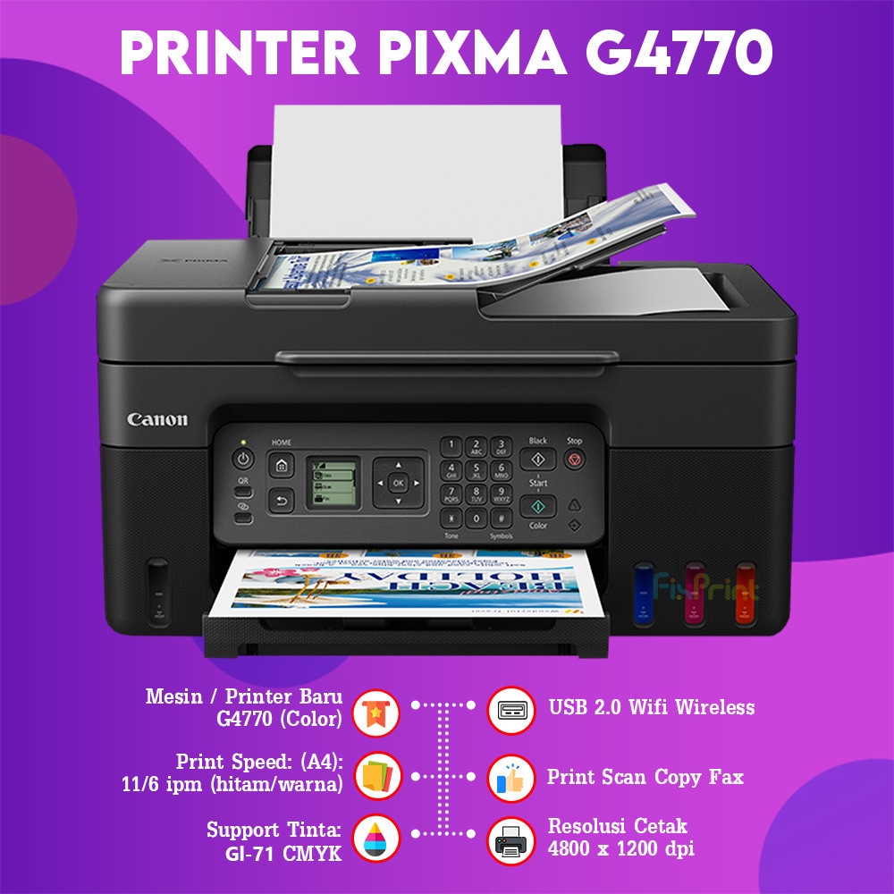 FixPrint Printer Canon G4770 G-4770 PIXMA All In One Print Scan Copy Wifi Wireless Pengganti G4010