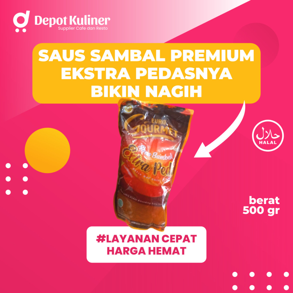 

Euro Gourmet Premium Saus Sambal Extra Hot 500 gr Ekstra Pedas