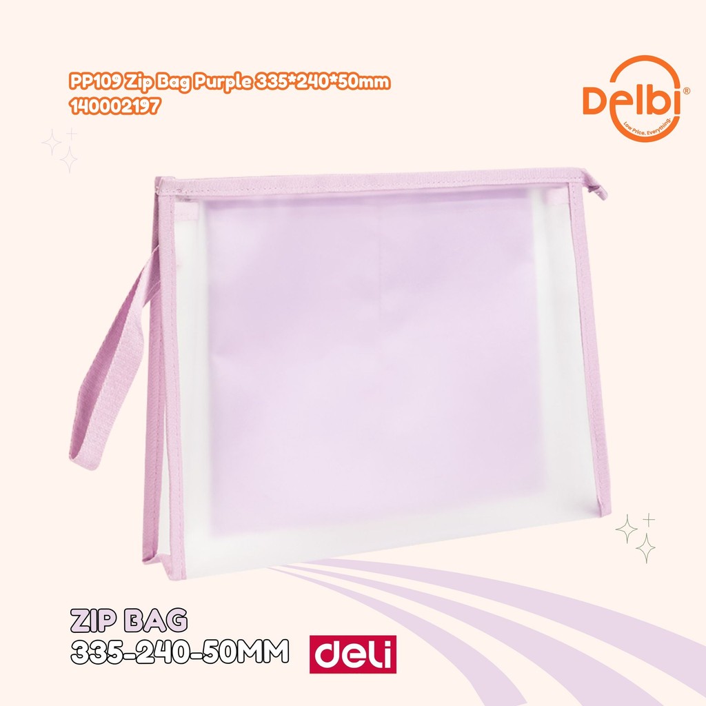 

Deli Map Resleting Zip Bag EVA A4 PP109 Zip Bag Purple 335*240*50mm