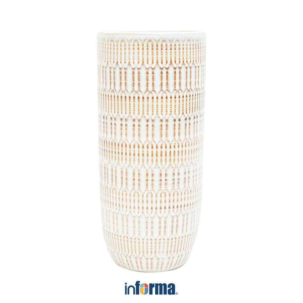Informa 14X14X30 cm Ankara Vas Dekorasi Cd-L - Krem Vase Wadah Tempat Bunga Home Deco Dekorasi Ruang