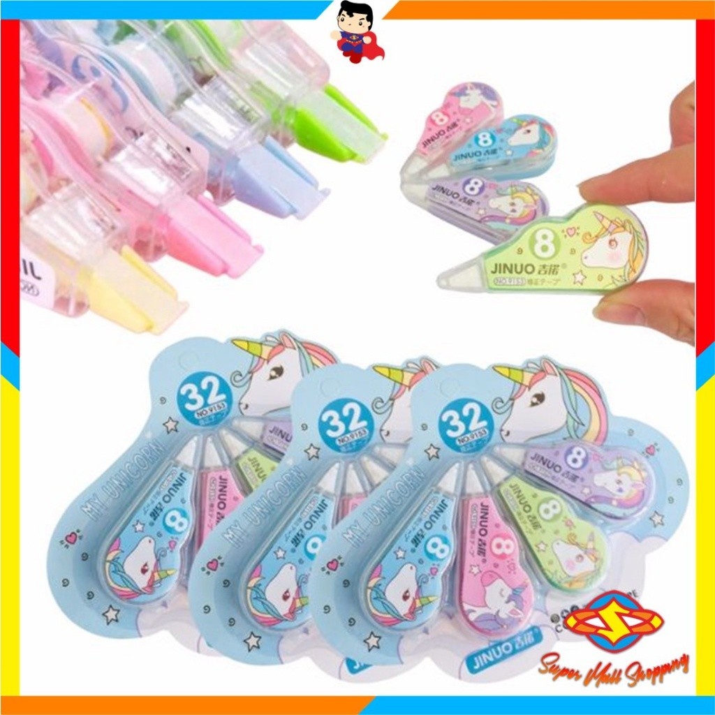 

SMS Correction Tape Karakter 4 In 1 Penghapus Pulpen Roll Isi 4pcs Karakter Lucu Unicorn Penghapus Pena Tip-Ex Kertas Mini 4in1 Tip Ex Set 4 Pcs