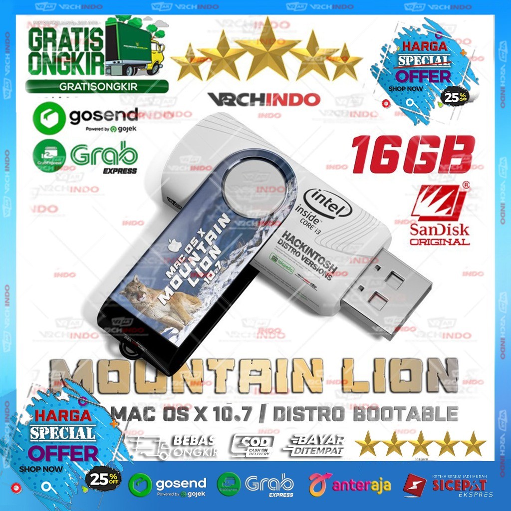 Mac OS X 10.7 - MacOS LION | Hackintosh for PC Komputer Dekstop / Laptop | 16GB Bootable Installer U