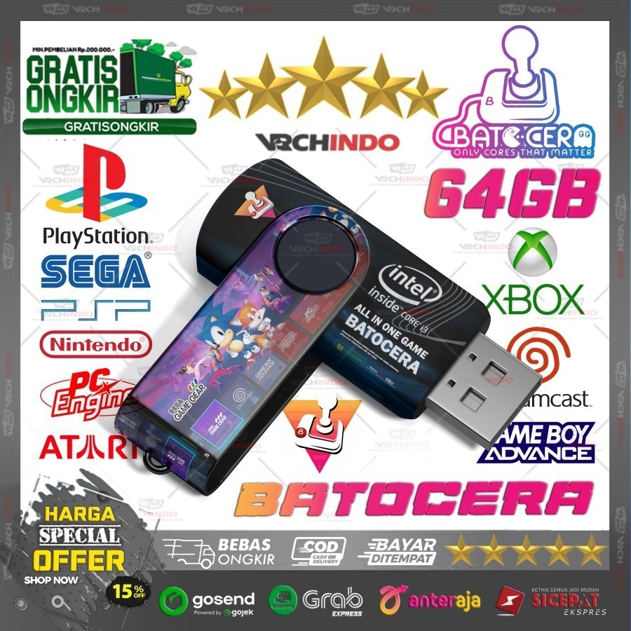 64GB Flashdisk Game Batocera  Emulator - All in One Console Retro 