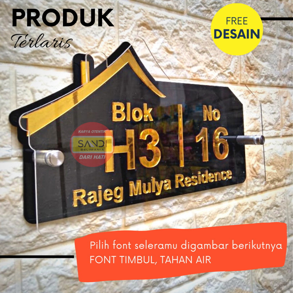 PAPAN NOMOR RUMAH AKRILIK | NOMER RUMAH AKRILIK | NO RUMAH AKRILIK | ALAMAT RUMAH HURUF 3D TIPE B 23