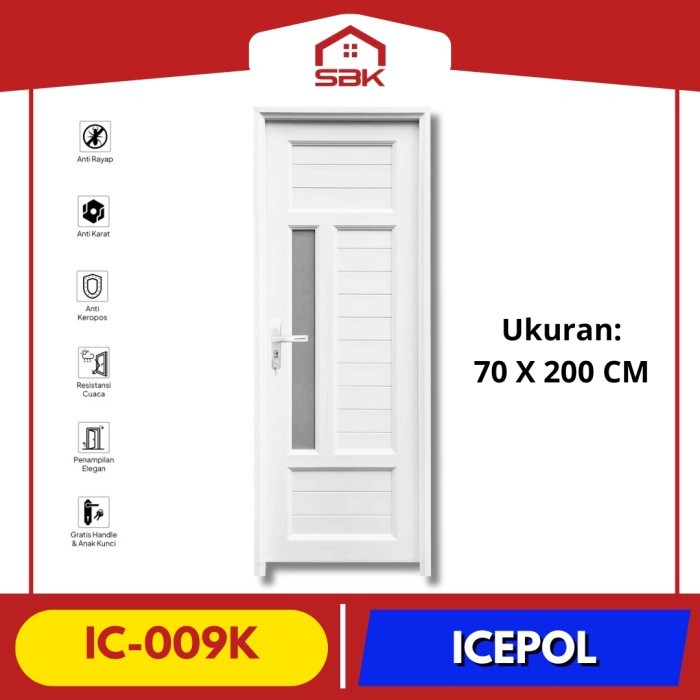 Pintu Kamar Mandi | Pintu UPVC 70x200 IC-009K Icepol