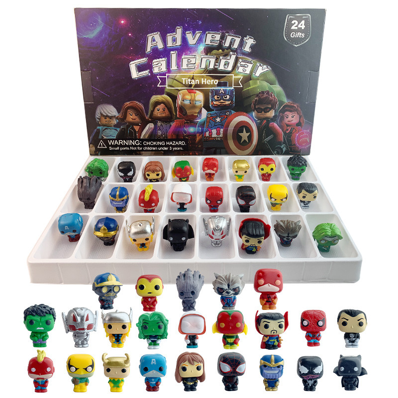 2024 Marvel Advent Calendar box 24Pcs mini small Avengers holiday Anime Figures Spider Iron Man Hulk