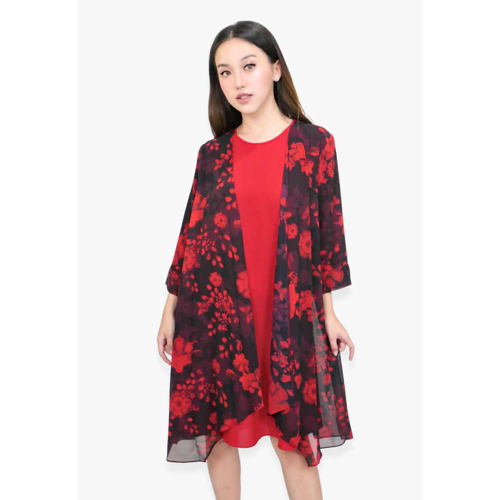 Mini Dress Sifon Semi Outer For Christmas Floral Mini Dress Semi Outer Sifon In red By Brilliant Gir