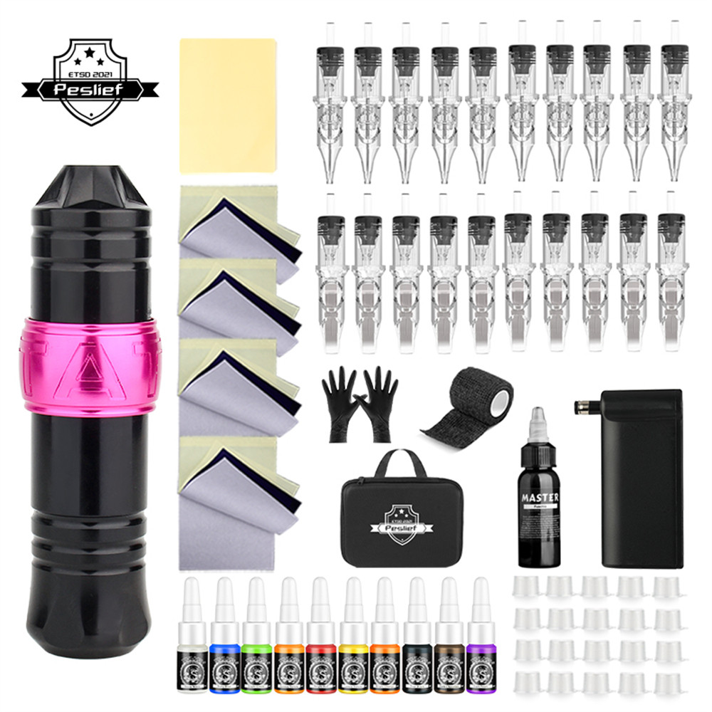 Tattoo Pen Kit Tattoo Kit Cartridge for Beginners Rotary Tattoo Machine Professional Complete Tattoo